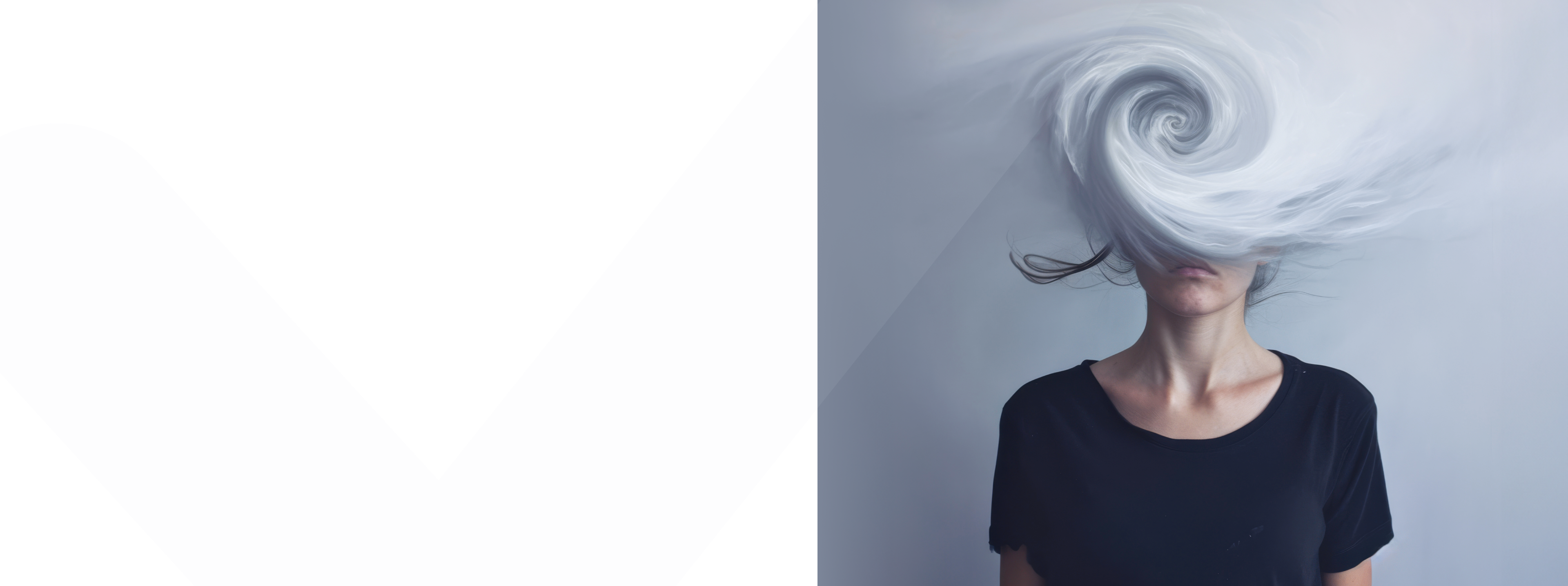 Woman with tornado-like hair